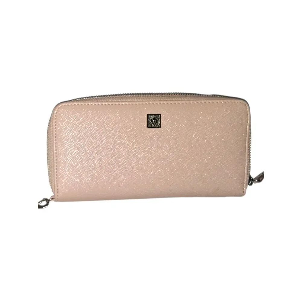 Anne Klein Blush Pink Pebbled Zip-Around Wristlet Wallet